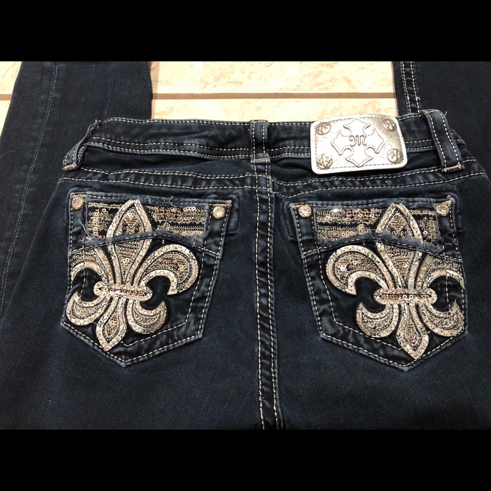 Girls size 14 Miss Me dark denim skinny jeans